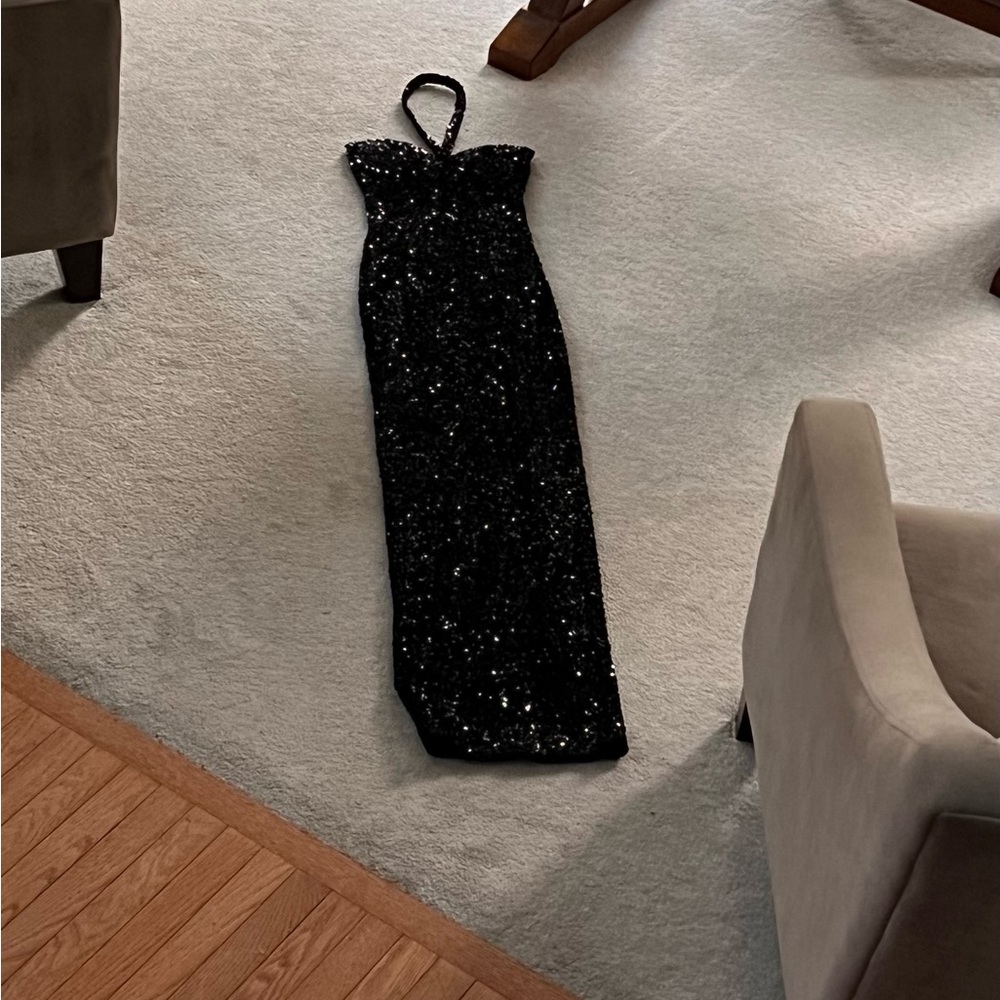 The Villain Black Sequined Dress by Alglist